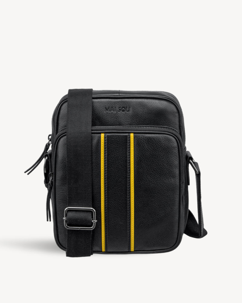 Boston Double Zipped Crossbody Bag Black - Main Image