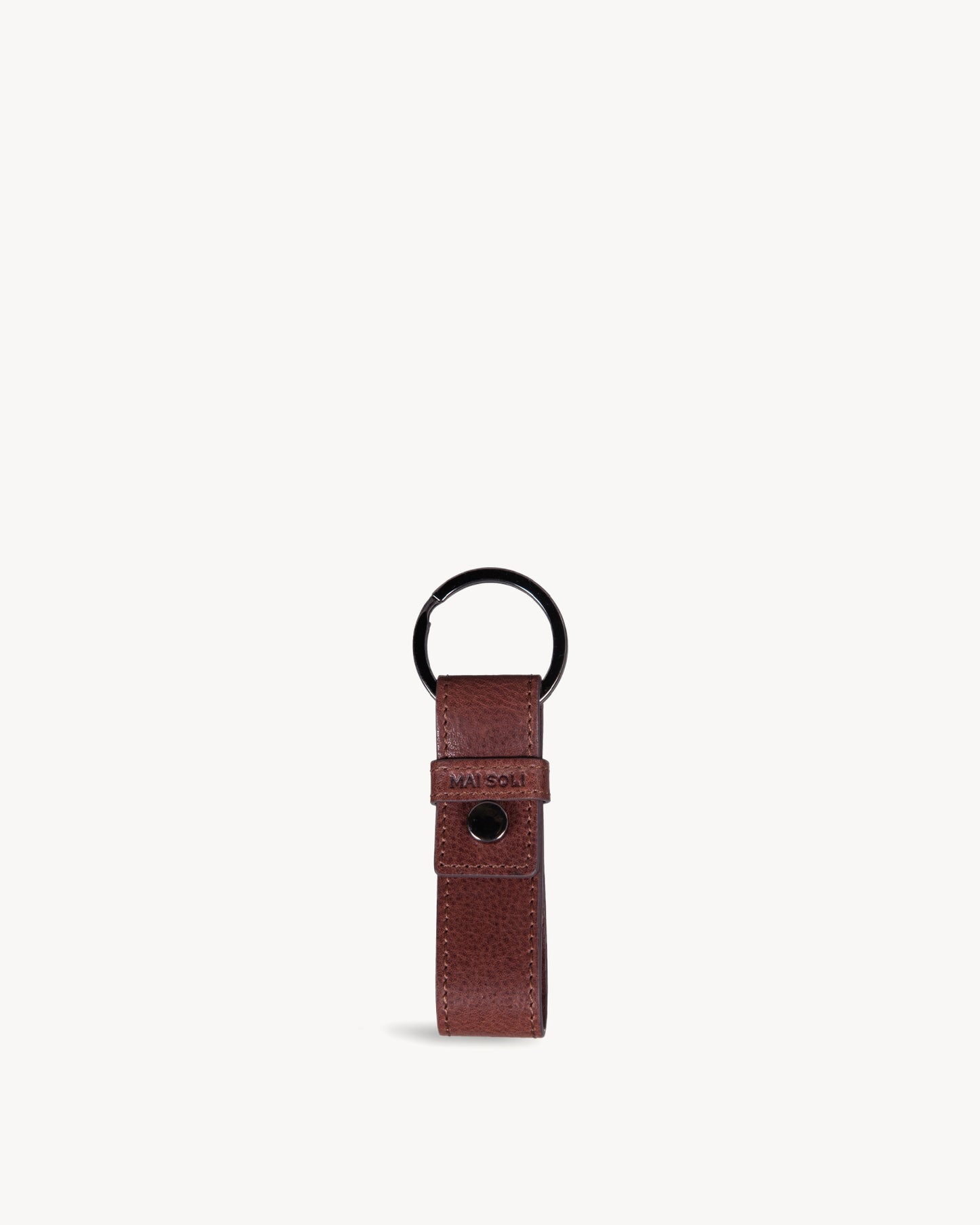 Cleo Leather Metal Key Ring - Brown