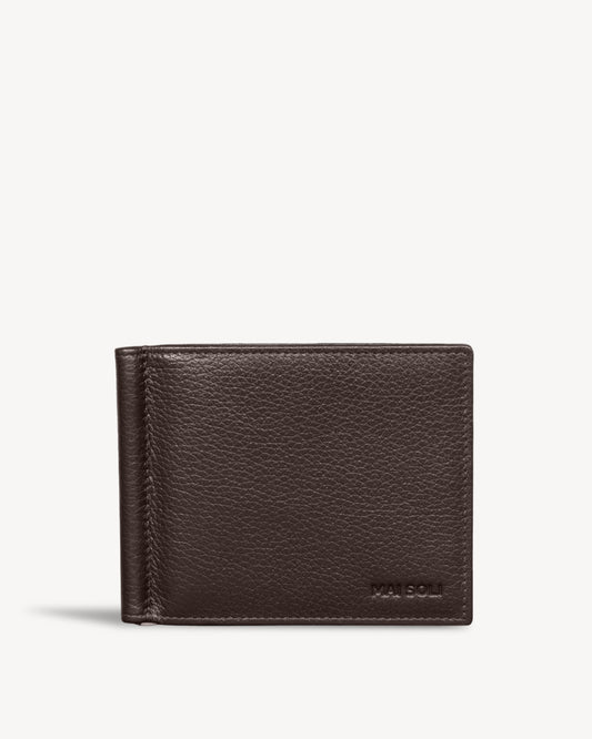 Dollaro RFID Protected Money Clip Wallet And Card Holder - Brown