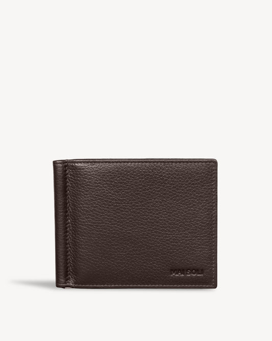 Dollaro RFID Protected Money Clip Wallet And Card Holder - Brown / Green