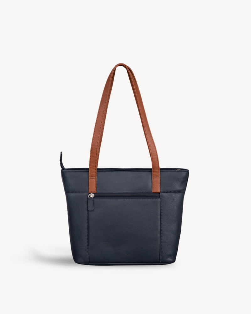 Luna Tote Bag - Navy / Tan