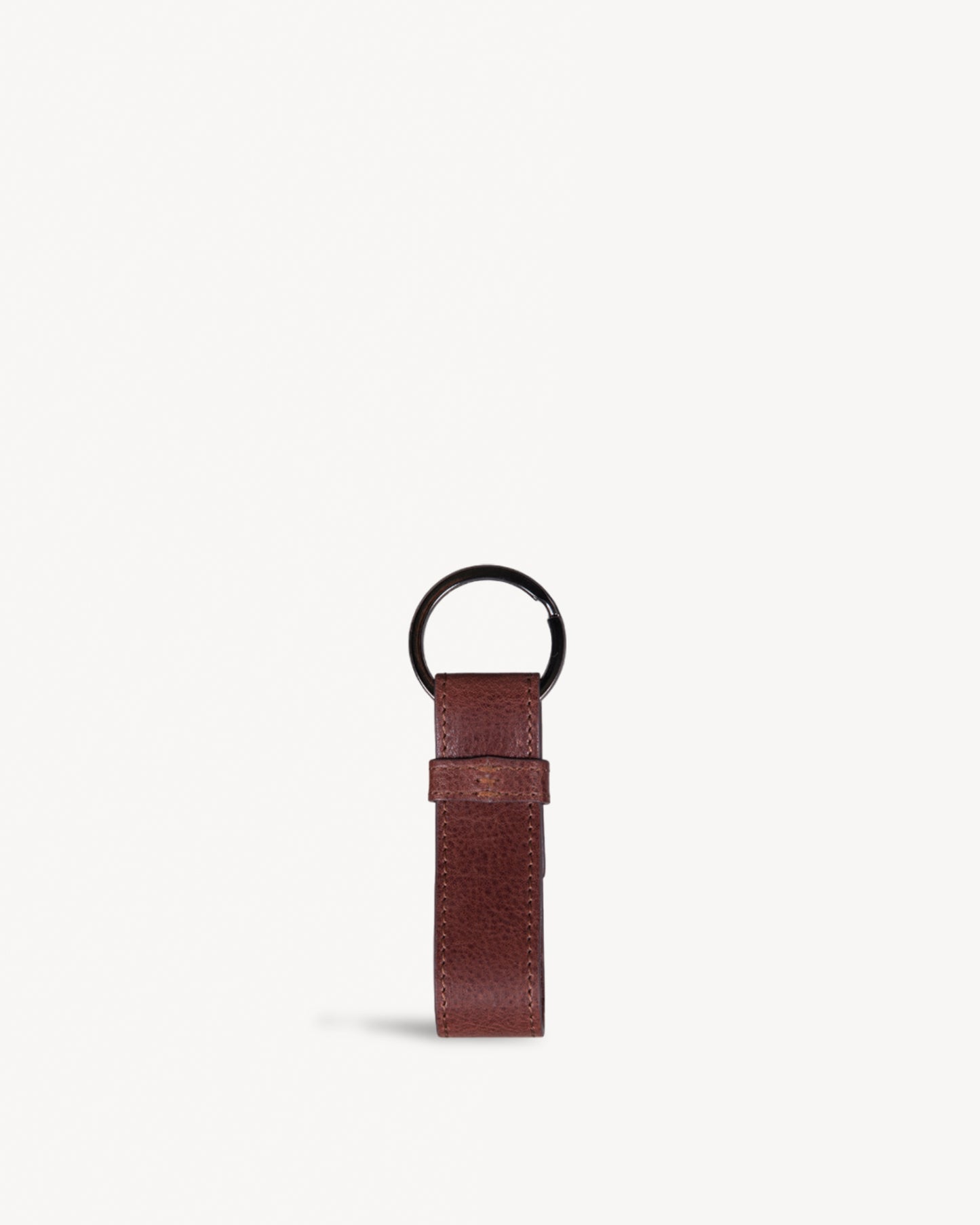 Cleo Leather Metal Key Ring - Brown