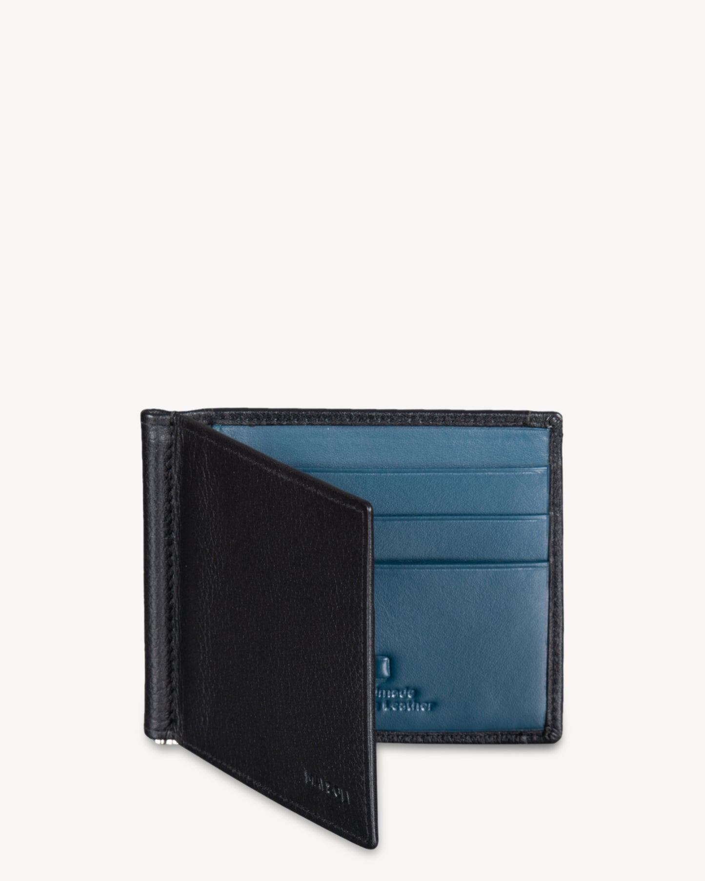 Dollaro RFID Protected Money Clip Wallet with Coin Pocket - Black / Petrol Blue