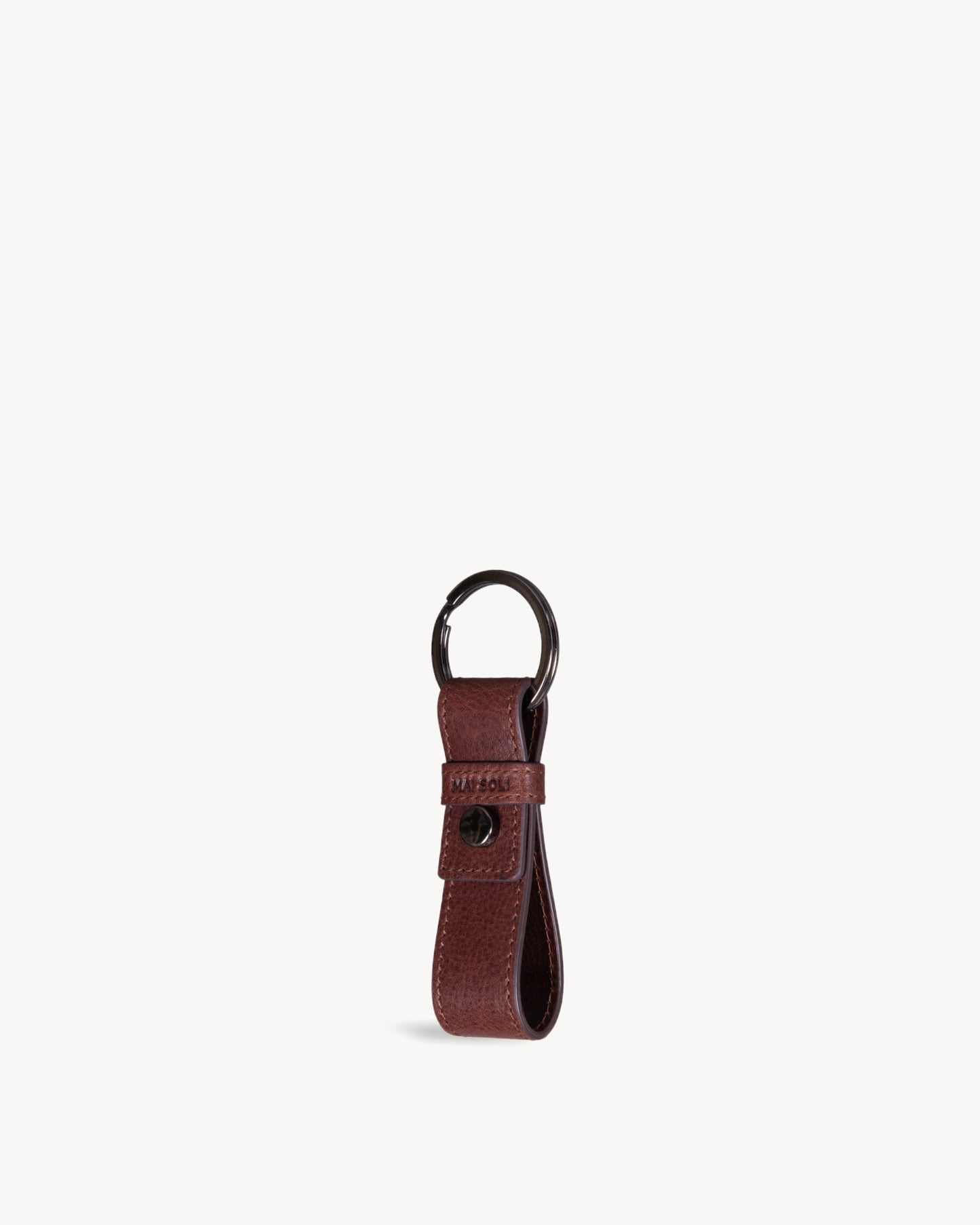 Cleo Leather Metal Key Ring - Brown