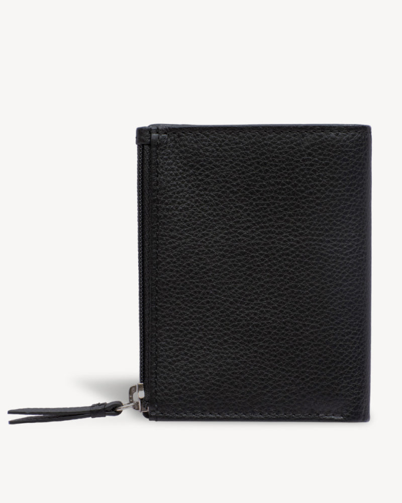 Neo Leather Two Fold Wallet with zip pocket - Black / Yellow