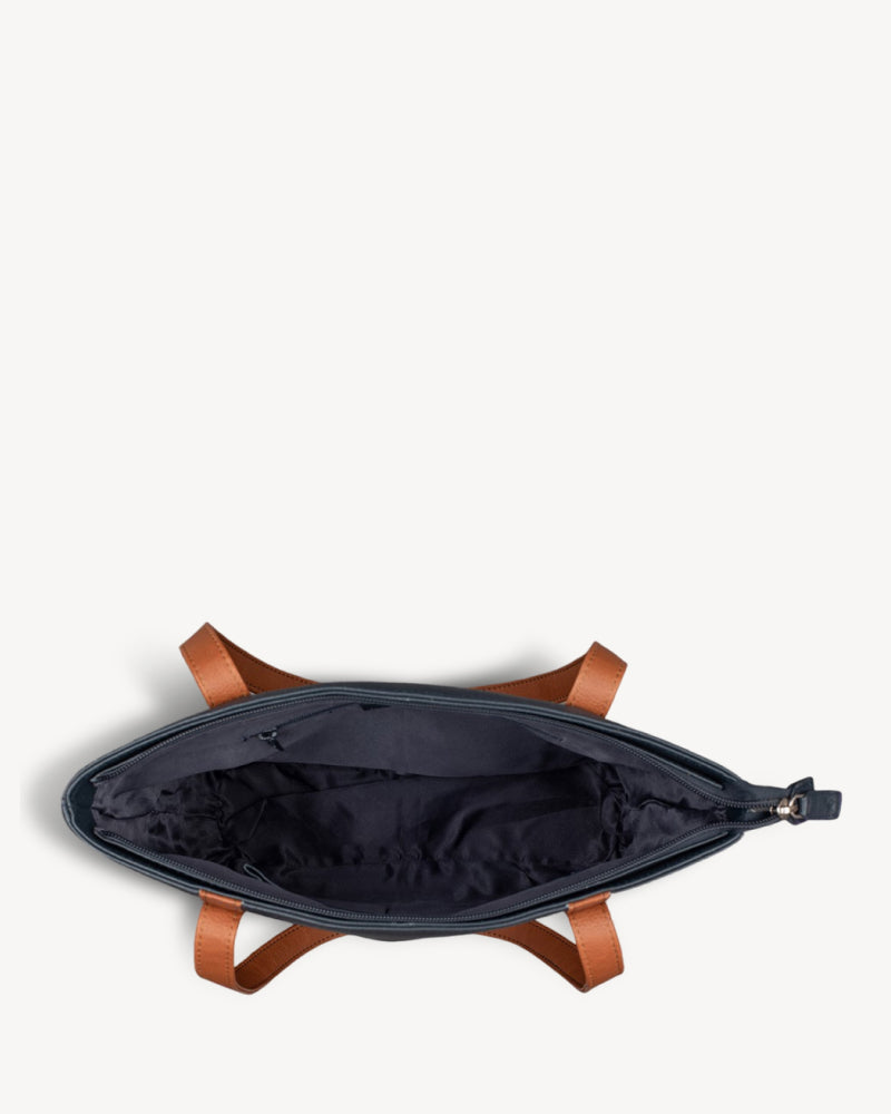 Luna Tote Bag - Navy / Tan