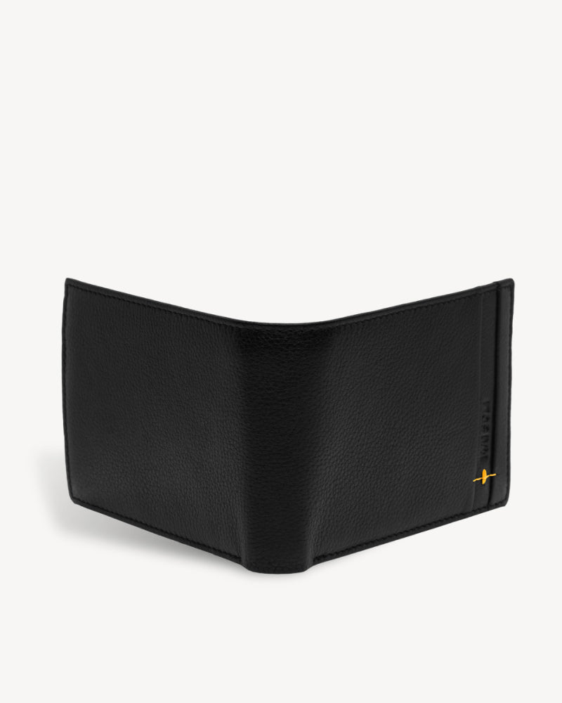 Neo Leather Two Fold wallet with Coin Pocket - Black / Yellow
