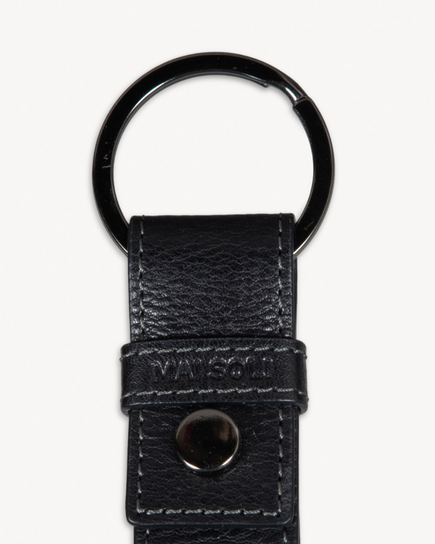 Cleo Leather Metal Key Ring - Black