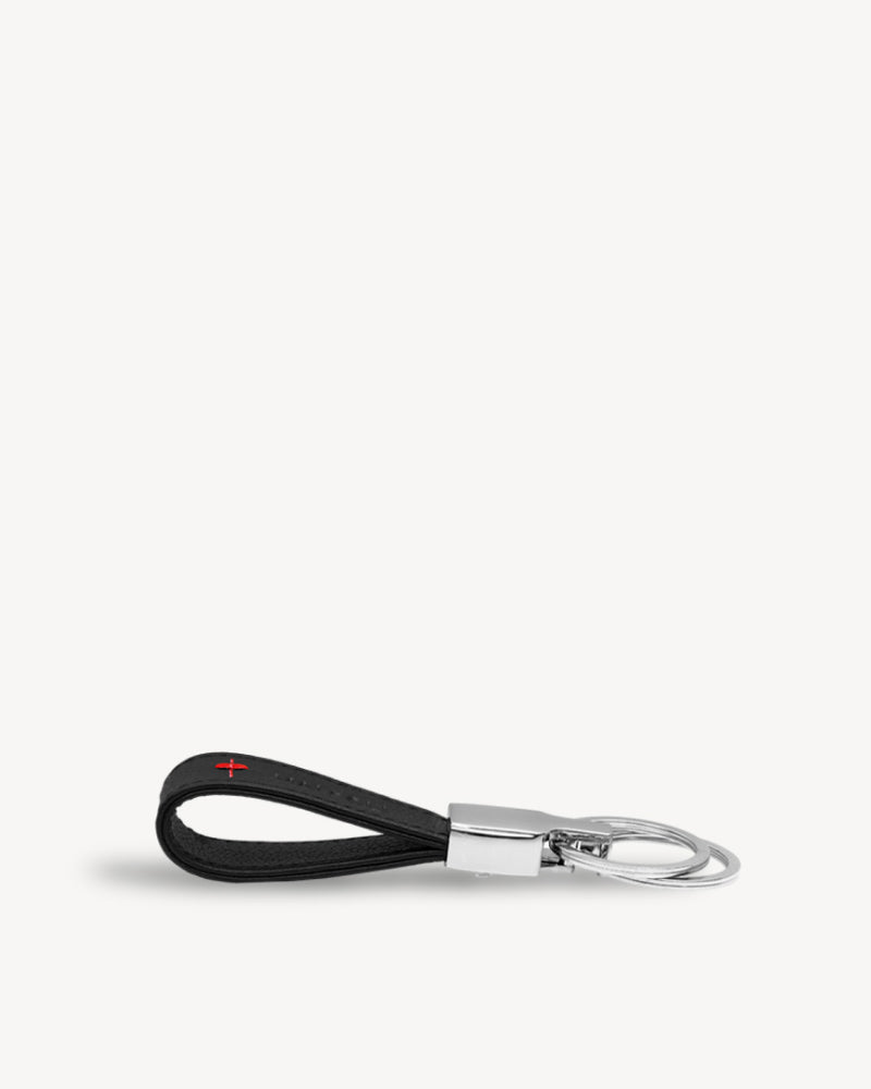 Neo Leather Key Ring -Black / Red