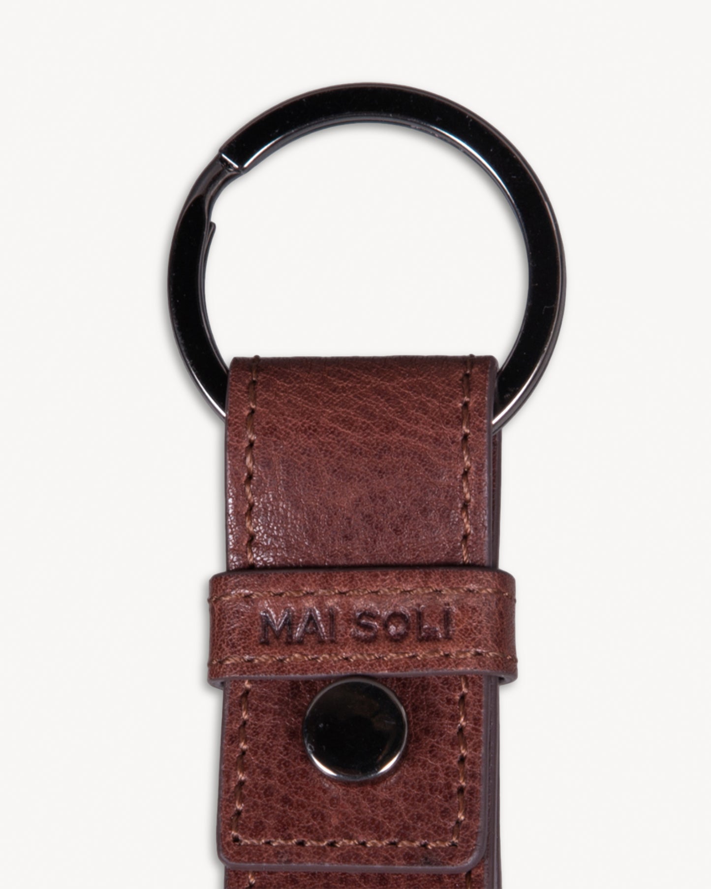 Cleo Leather Metal Key Ring - Brown
