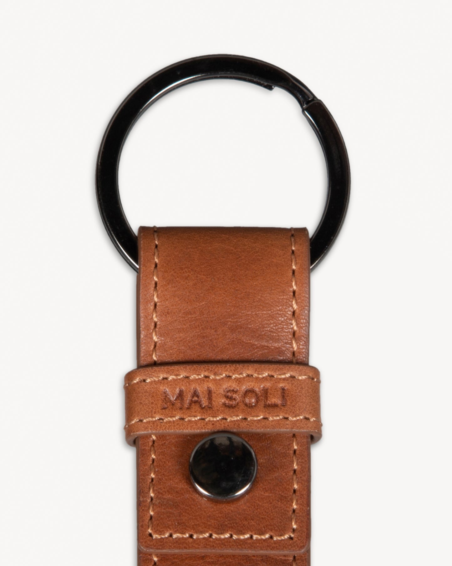 Cleo Leather Metal Key Ring - Tan
