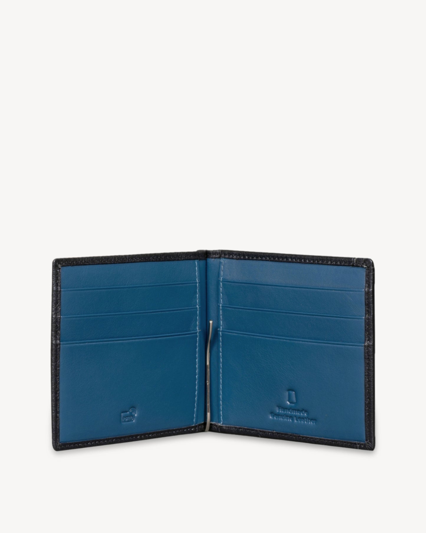 Dollaro RFID Protected Money Clip Wallet with Coin Pocket - Black / Petrol Blue