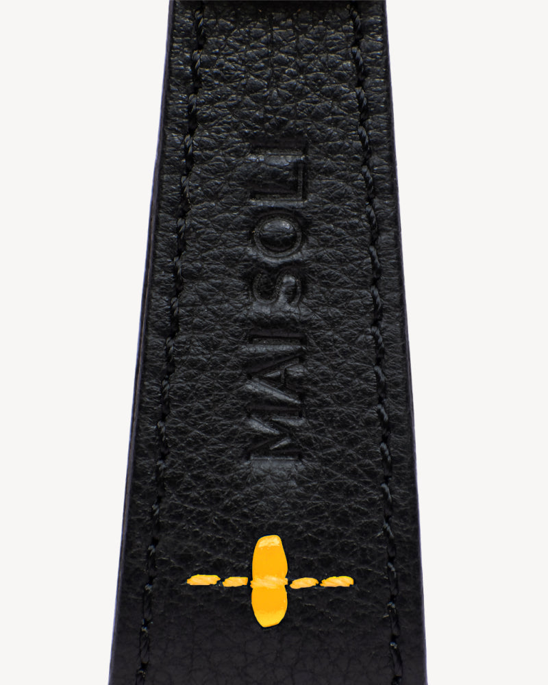 Neo Leather Key Ring -Black / Yellow