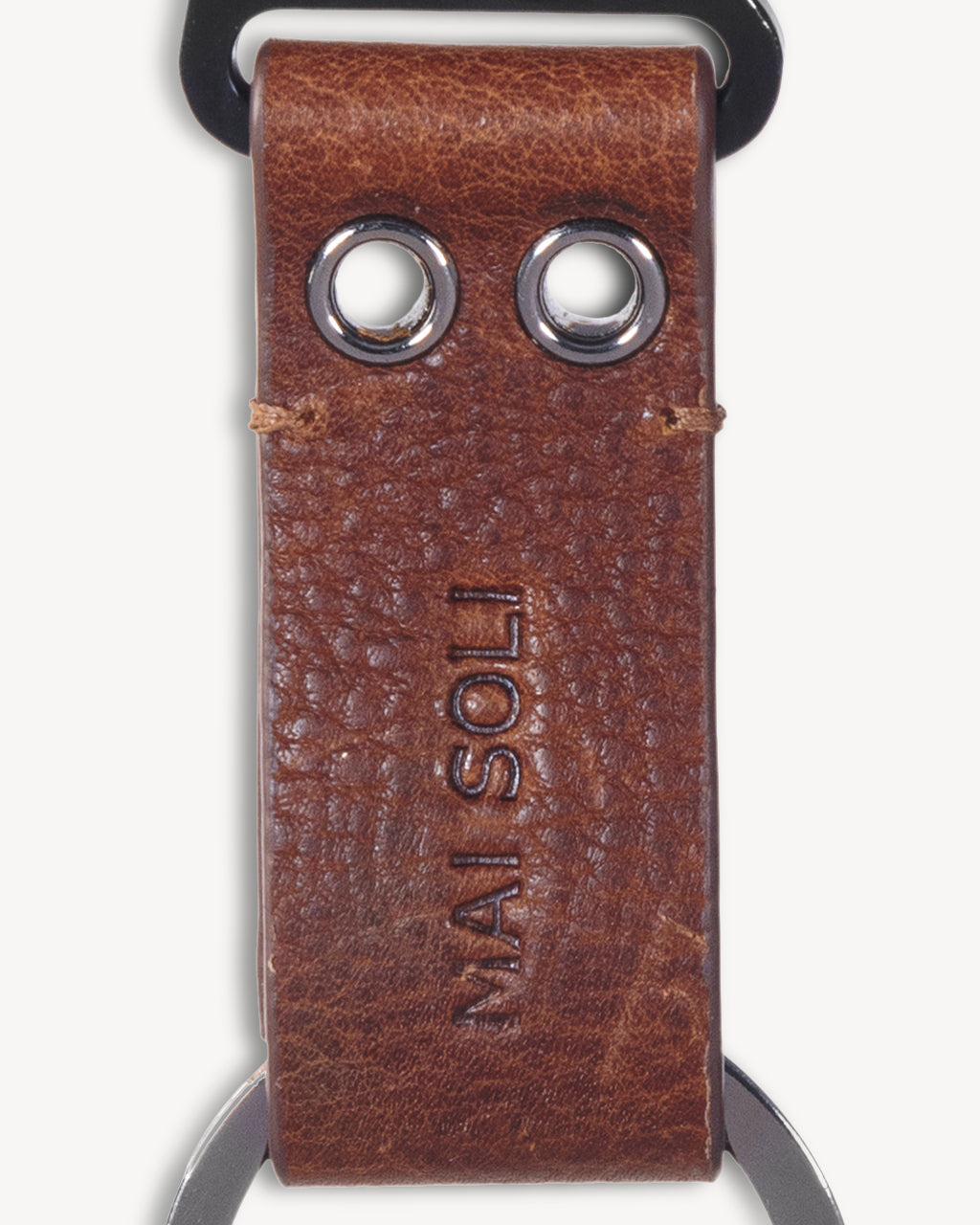 Rover Leather Metal Key Ring - Brown