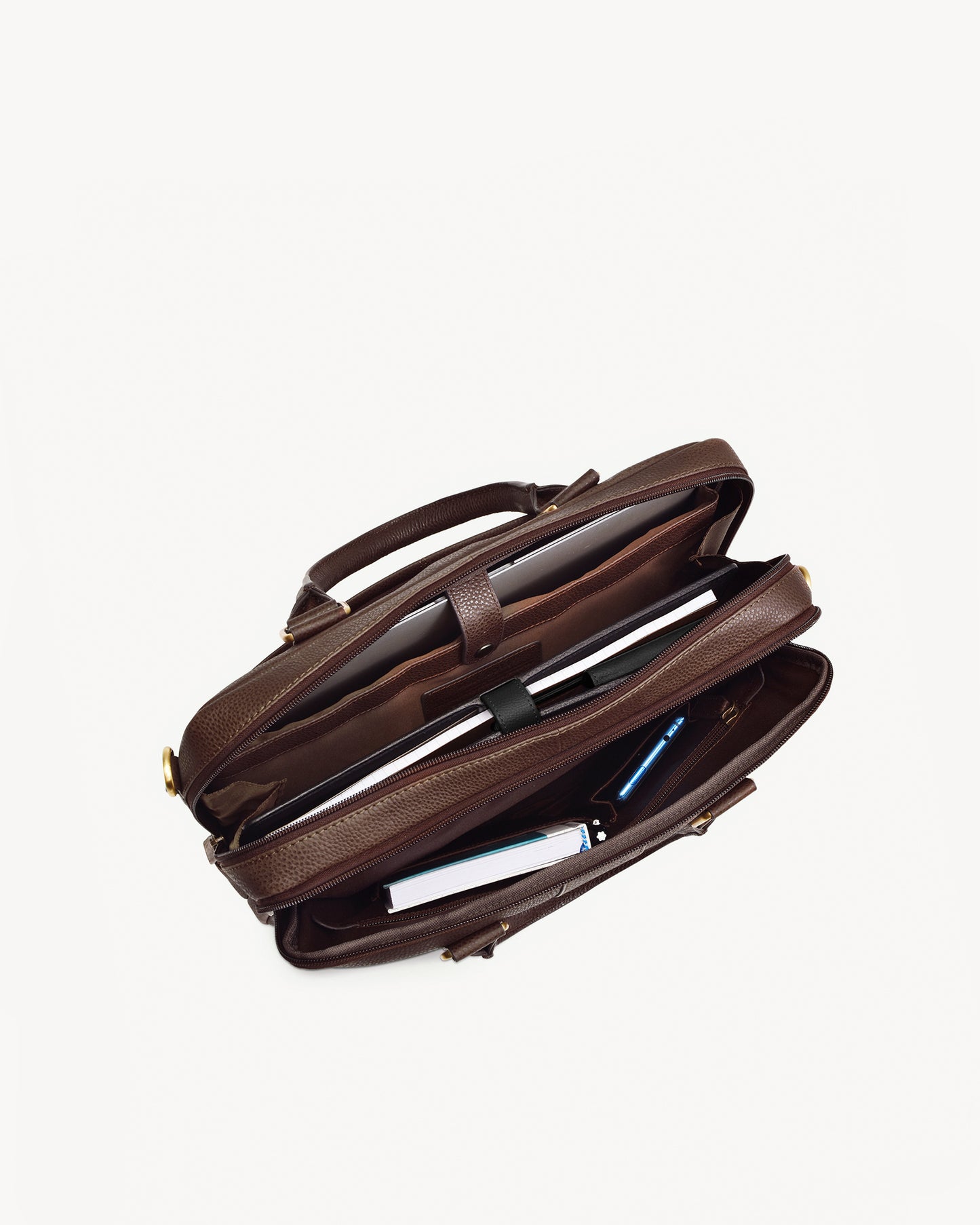 Wall Street Dual Zip Laptop Bag - Cinnamon Brown