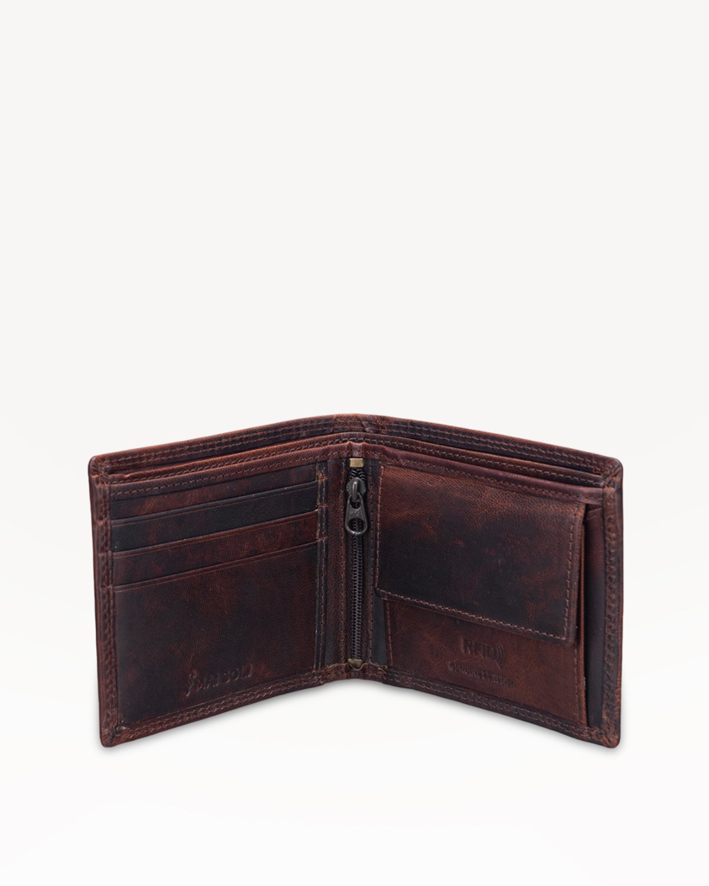 Dark Vintage Bi-Fold Wallet + Key Ring Gift Set- Brown