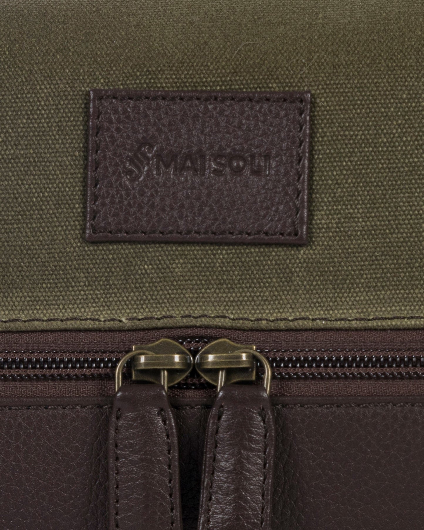 Waxed Canvas & Leather Toiletry Bag - Moss Green / Brown