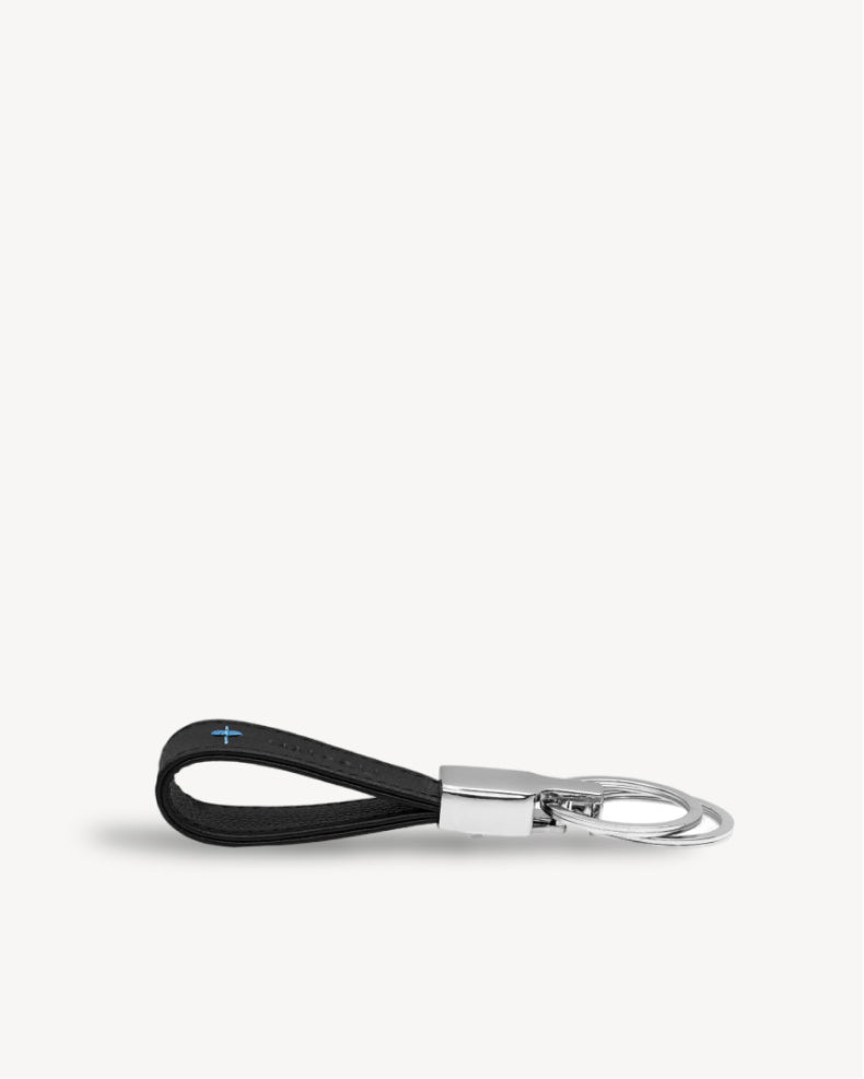 Neo Leather Key Ring -Black / Blue