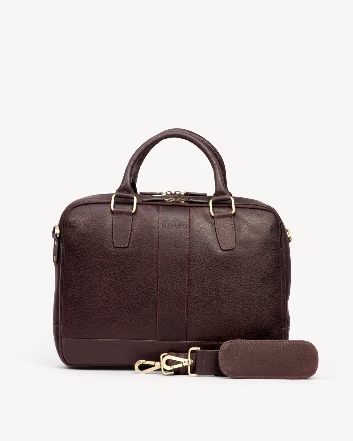 Wall Street Dual Zip Laptop Bag - Cinnamon Brown