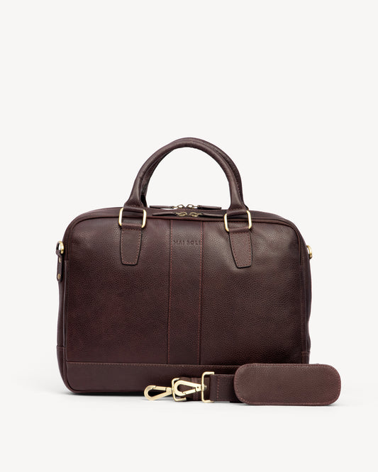 Wall Street Dual Zip Laptop Bag  - Cinnamon Brown