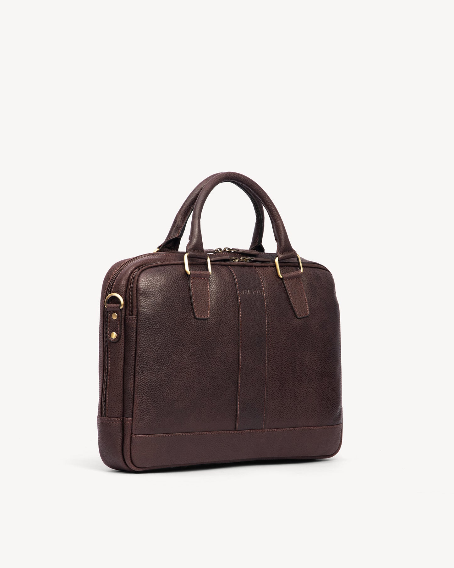 Wall Street Dual Zip Laptop Bag - Cinnamon Brown