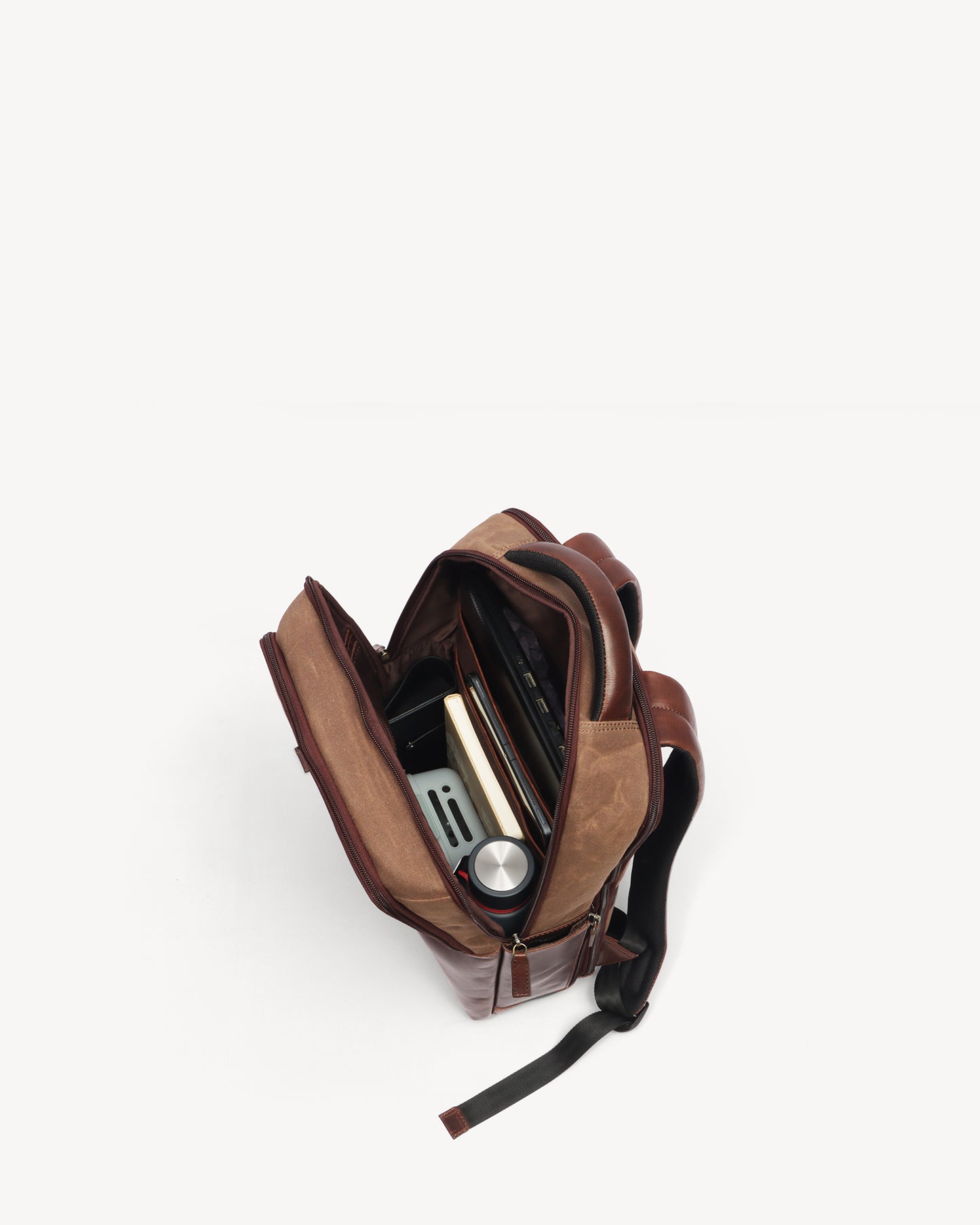 Lyon Waxed Canvas & Leather Backpack - Vintage Brown