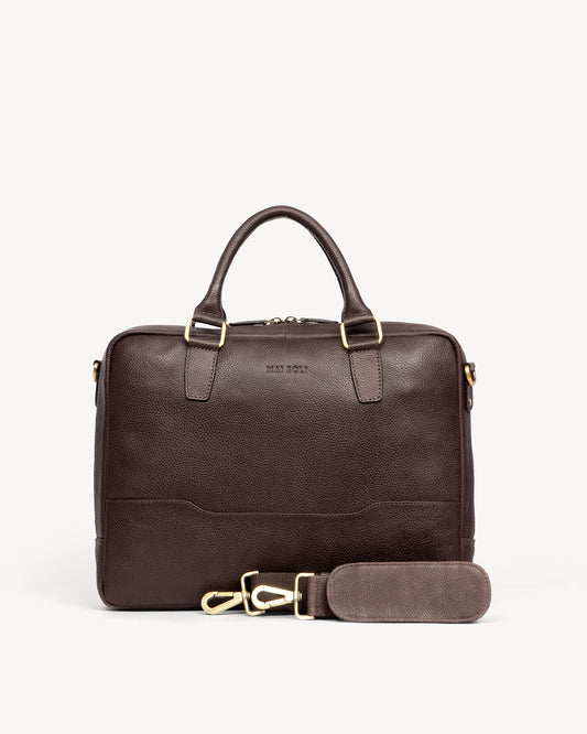 Wall Street Slim Laptop Bag- Cinnamon Brown