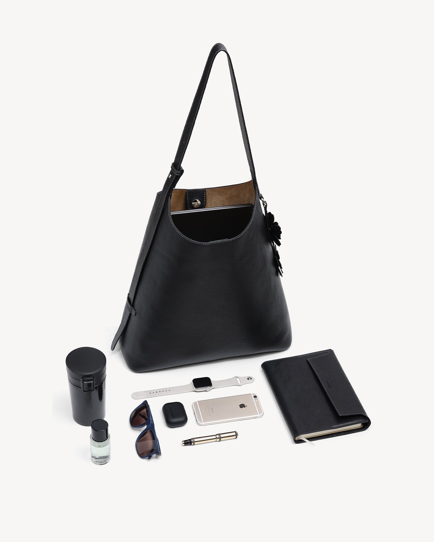 Daphne Bucket Tote Bag (Large) - Black (Fits 13” Laptop)