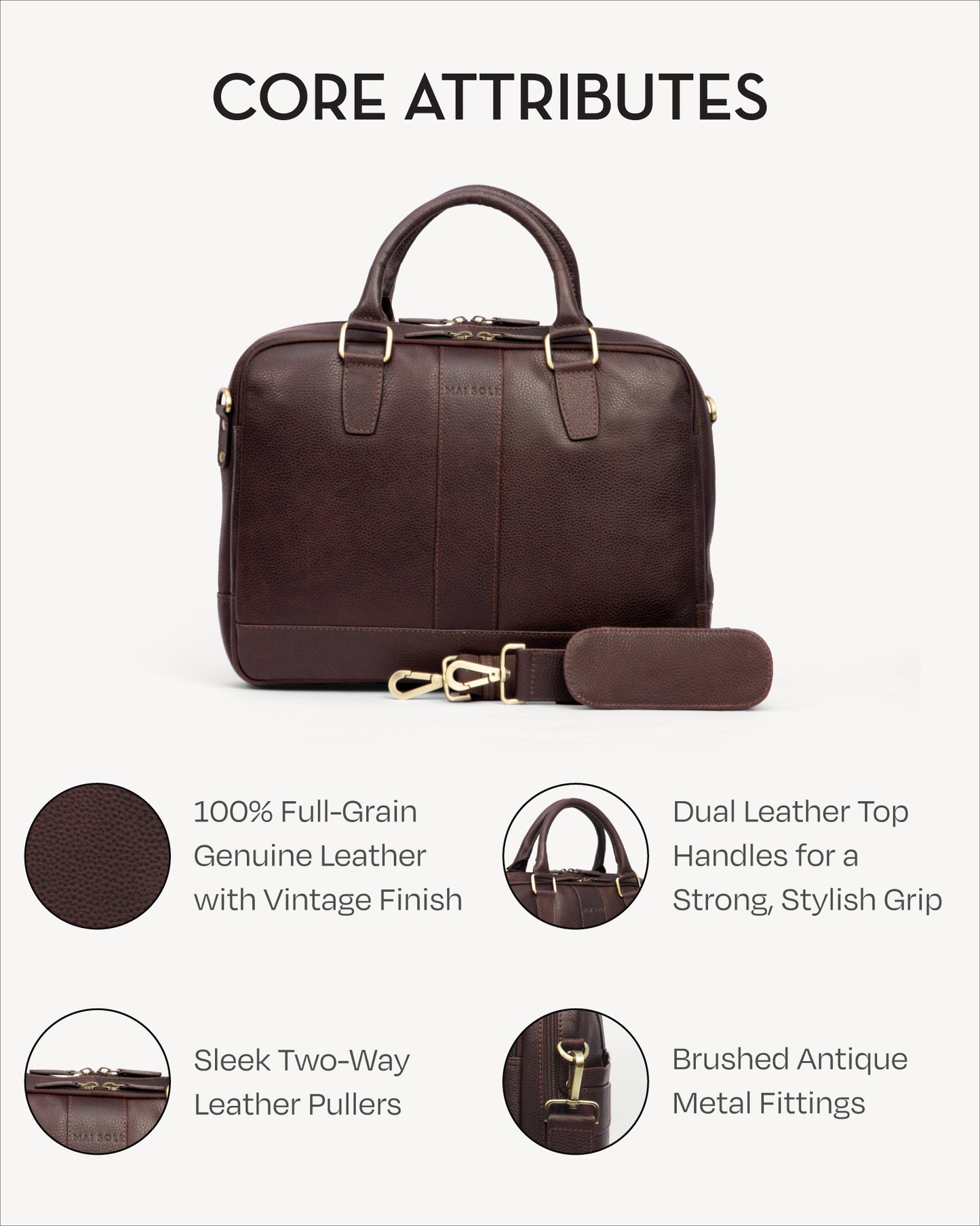 Wall Street Dual Zip Laptop Bag - Cinnamon Brown