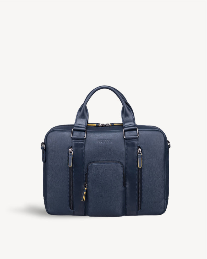 Chester Double Zip Laptop Bag - Navy Blue