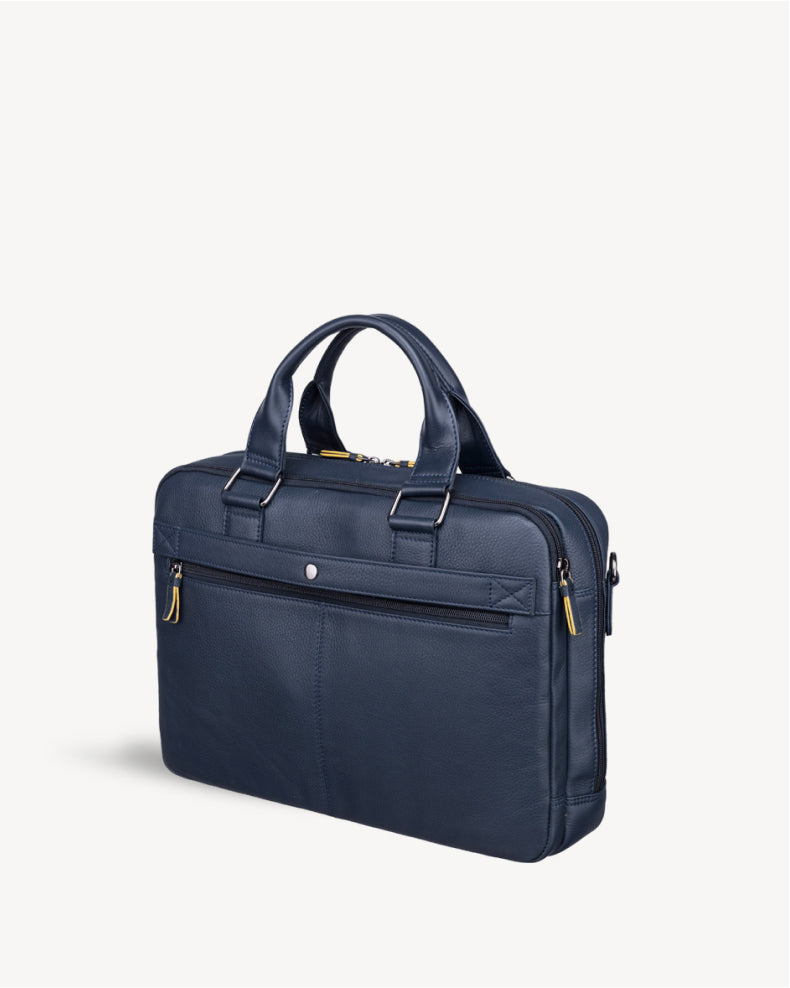 Chester Double Zip Laptop Bag - Navy Blue
