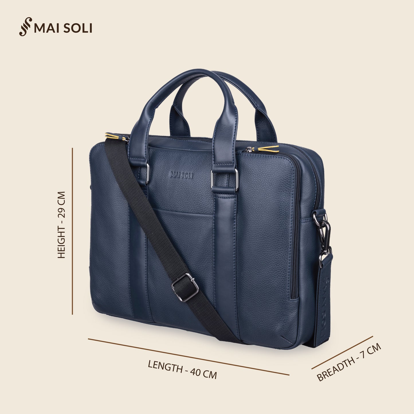 Carter Multi-pocket Laptop Bag - Navy Blue
