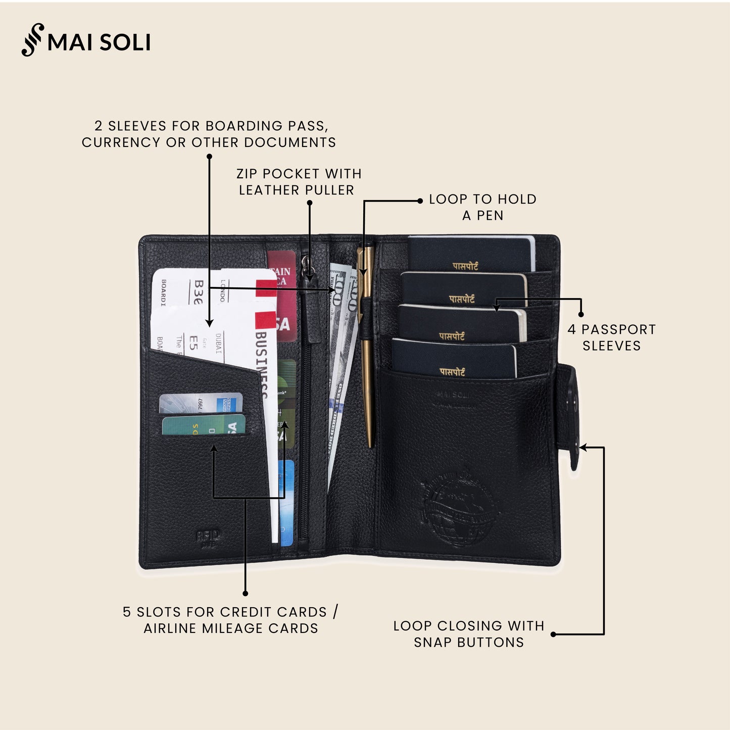 Safari Large Travel Wallet- Black