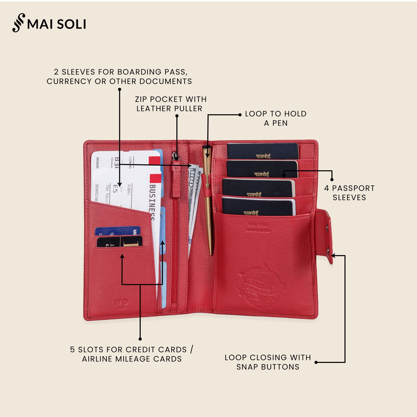 Safari Large Travel Wallet- Red