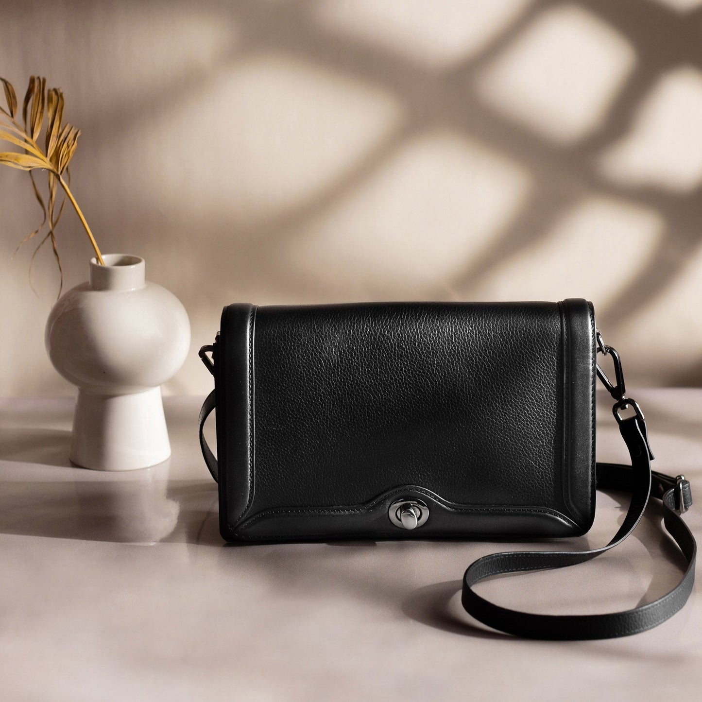 Bowie Leather Crossbody Bag - Black