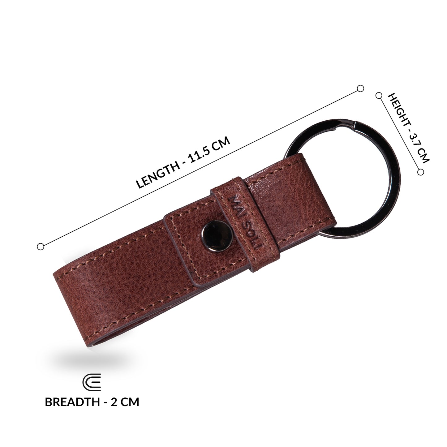 Cleo Leather Metal Key Ring - Brown