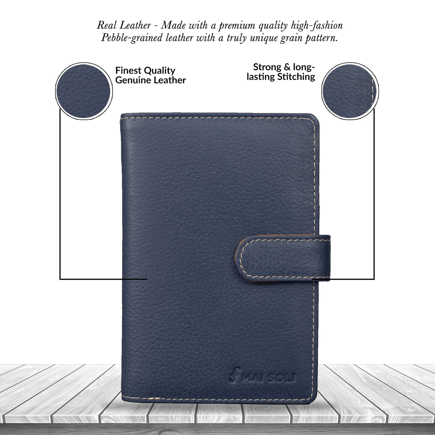 Rainbow Wallet with Loop Closure - Navy Blue