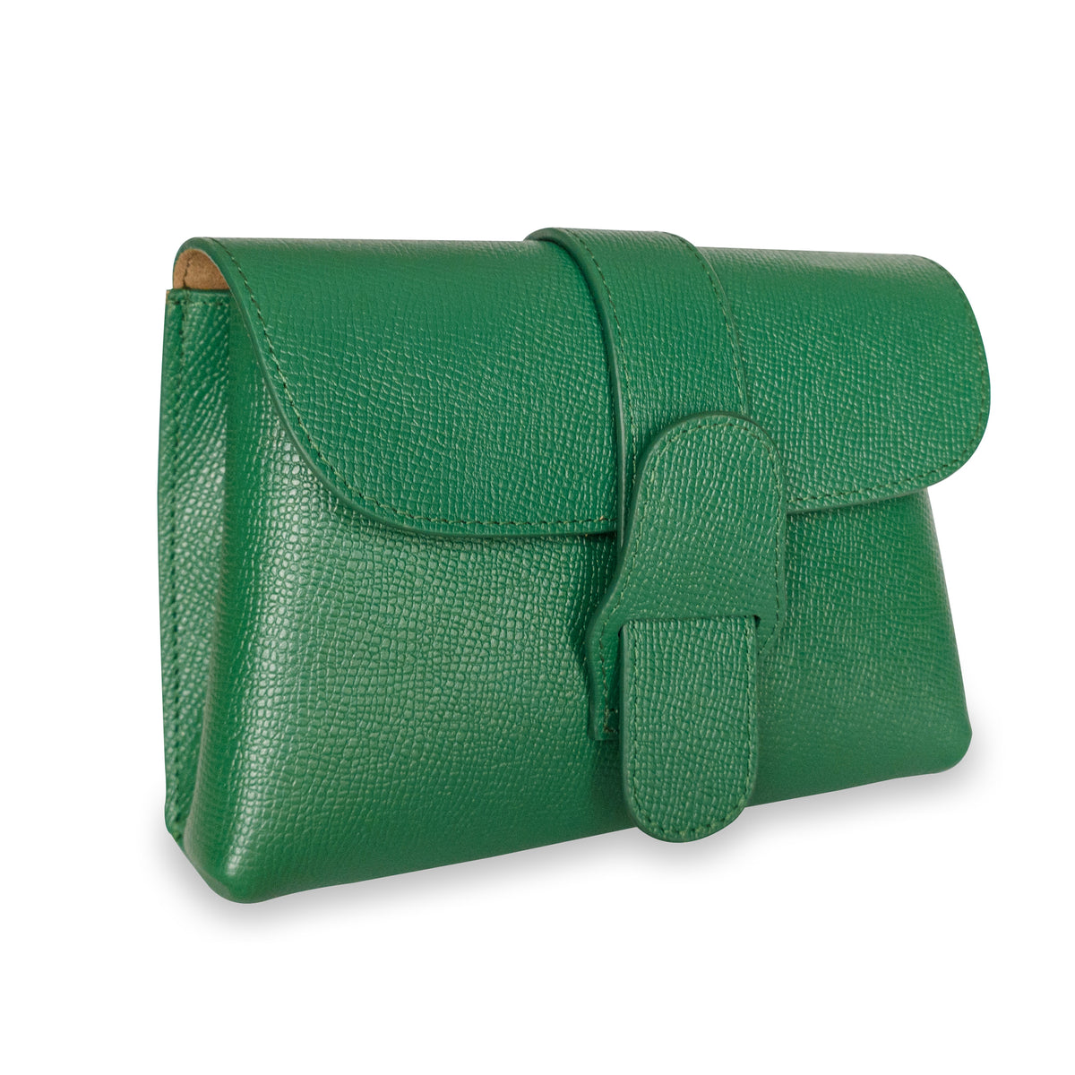 Green best sale leather clutch