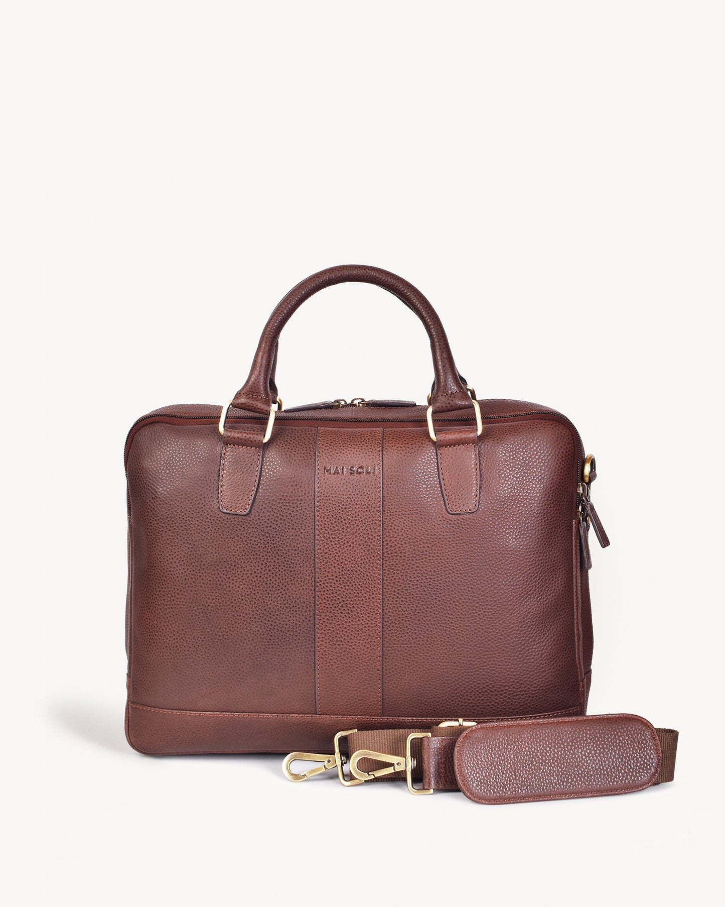 Wall Street Dual Zip Laptop Bag  - Cinnamon Brown