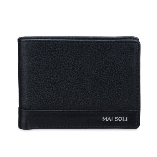 Pilot Bi-fold Genuine Leather Men's Wallet with Classy Gift Box & 8 Credit Card Holder- Black