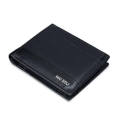 Pilot Bi-fold Genuine Leather Men's Wallet with Removable Credit Card Holder, Classy Gift Box & 4 Credit Card Holder- Black