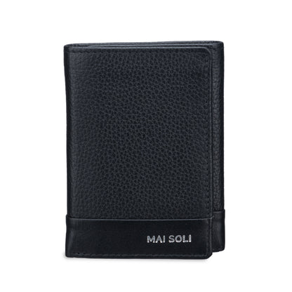 Pilot Tri-fold Genuine Leather Men's Wallet with License Window, Classy Gift Box & 6 Credit Card Holder- Black