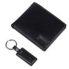 RFID Protected Pilot Bi-fold Leather Men's Wallet with Key Ring, Classy Gift Box & 6 Credit Card Holder- Black