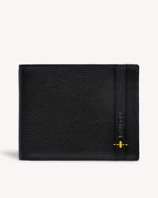 Neo Leather Two Fold wallet with Coin Pocket - Black / Yellow