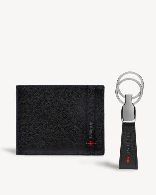 Neo Bi-Fold Wallet + Key Ring Gift Set - Black / Red