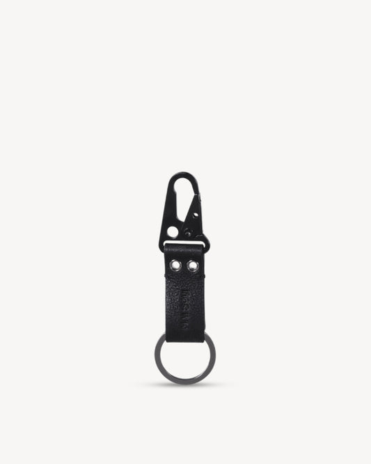 Rover Leather Metal Key Ring - Black