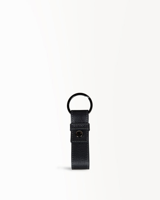 Cleo Leather Metal Key Ring - Black