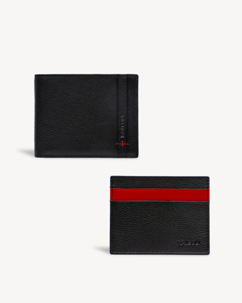 Neo Bi-Fold Wallet + Card Holder Gift Set - Black / Red