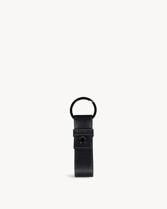 Cleo Leather Metal Key Ring - Black