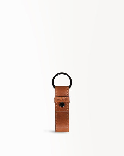 Cleo Leather Metal Key Ring - Tan